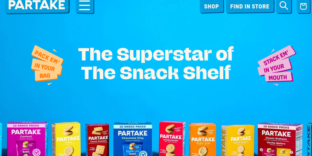 The Superstar of the Snack Shelf section from Partake Foods