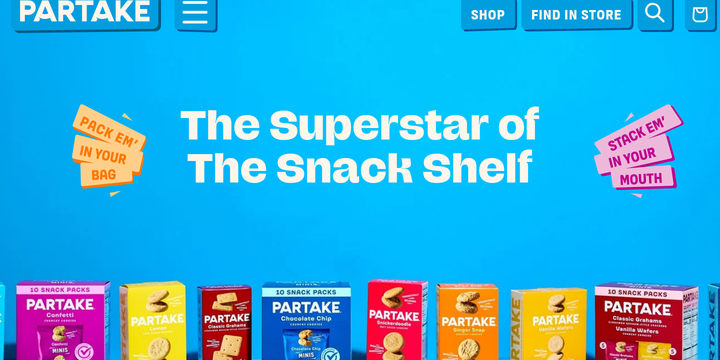 The Superstar of the Snack Shelf section from Partake Foods