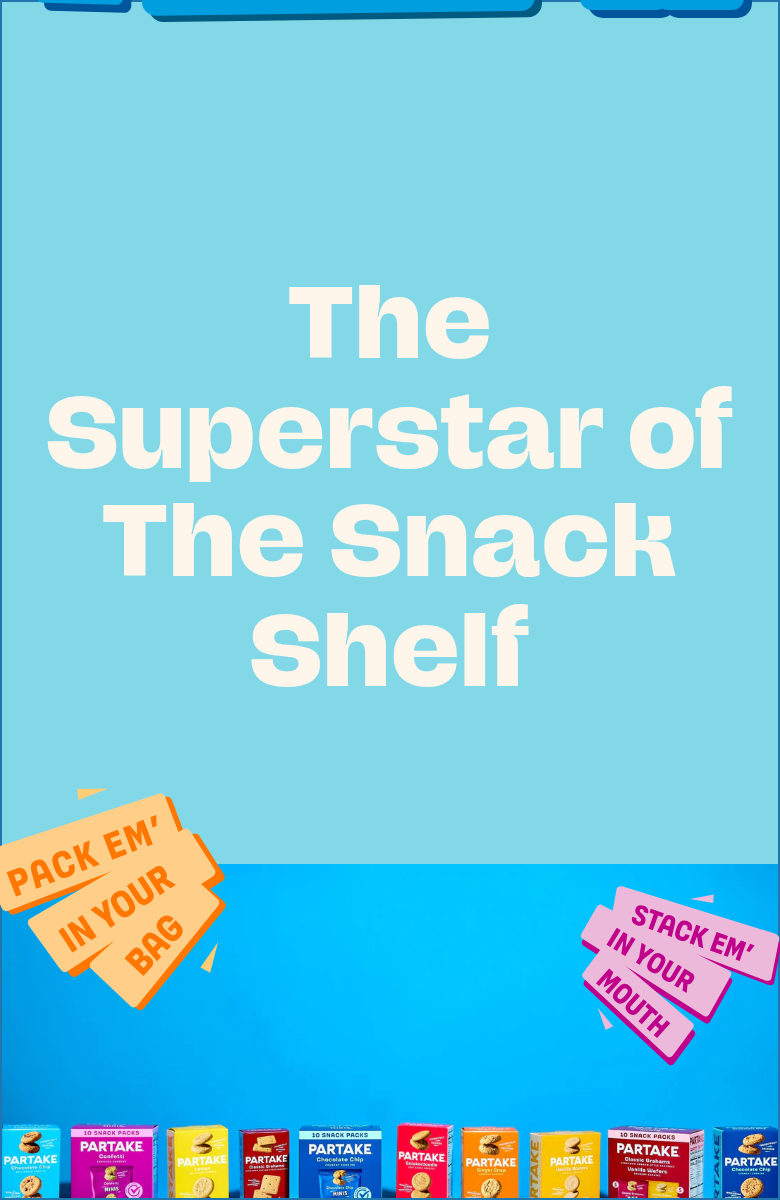 The Superstar of the Snack Shelf section from Partake Foods, on a phone