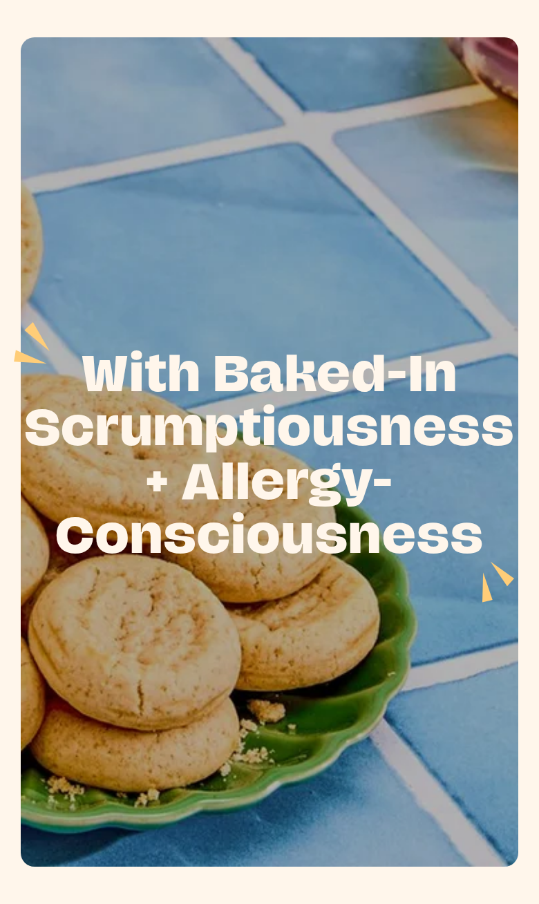 With Baked-In Scrumptiousness and Allergy-Consciousness section from Partake Foods, on a phone