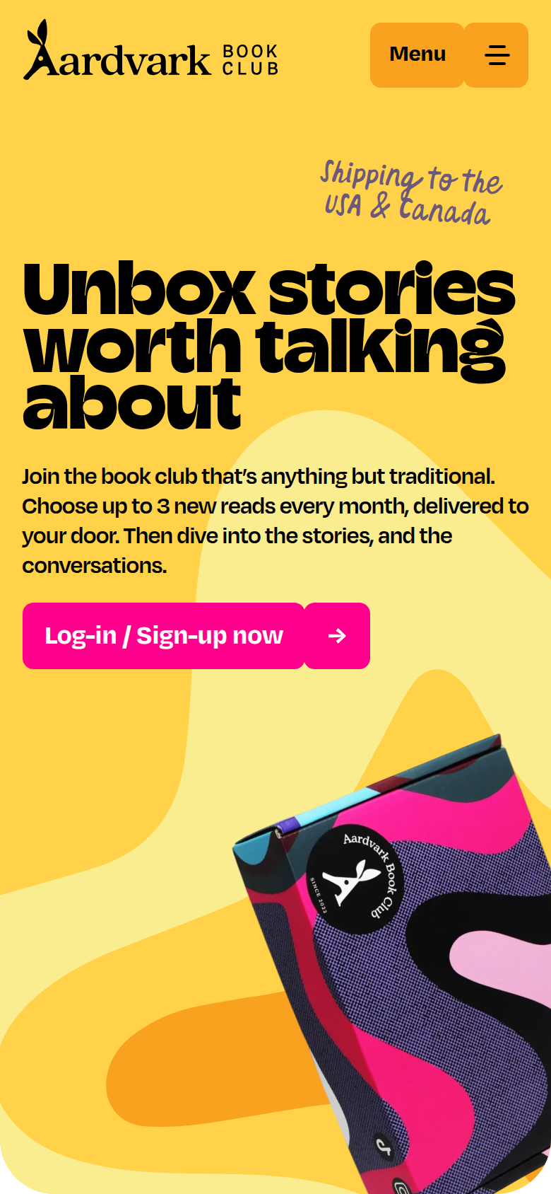 Unbox Stories Worth Talking About section from Aardvark Book Club, on a phone