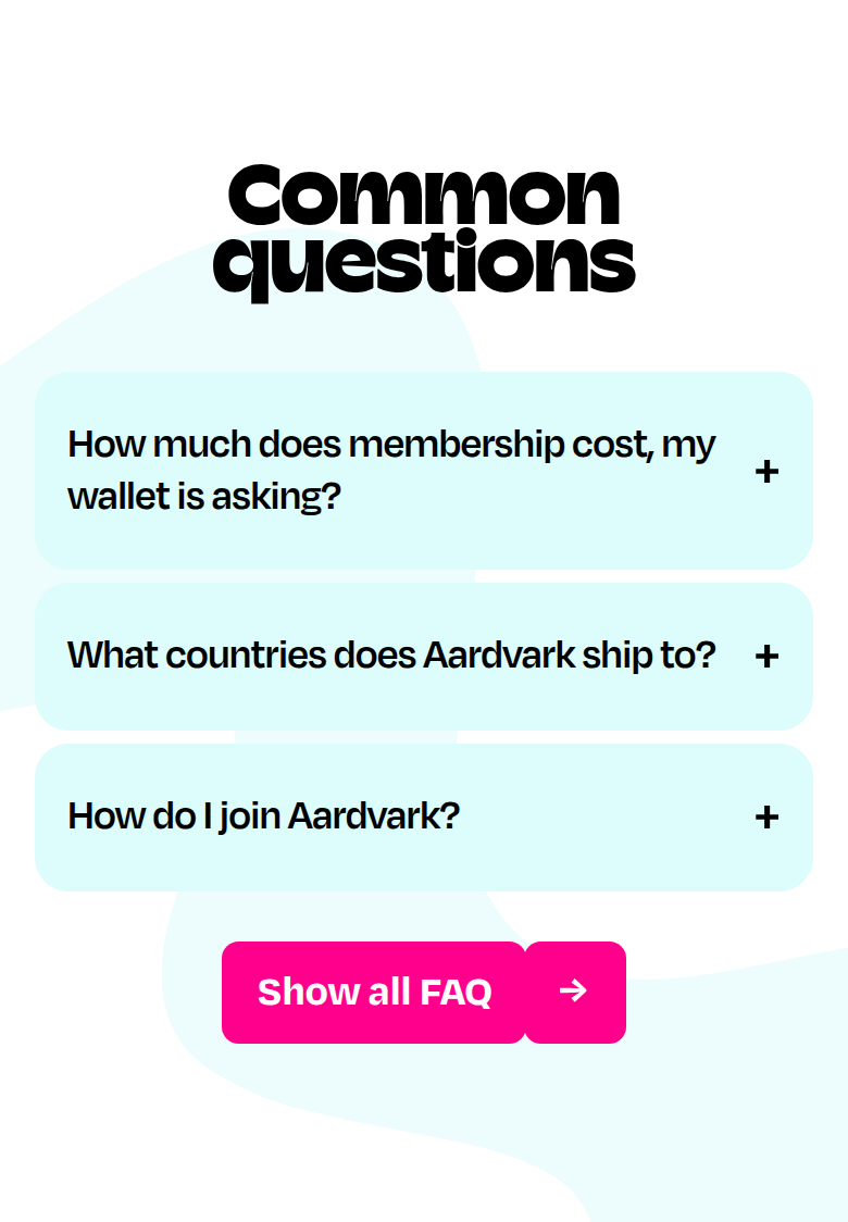 Common Questions section from Aardvark Book Club, on a phone