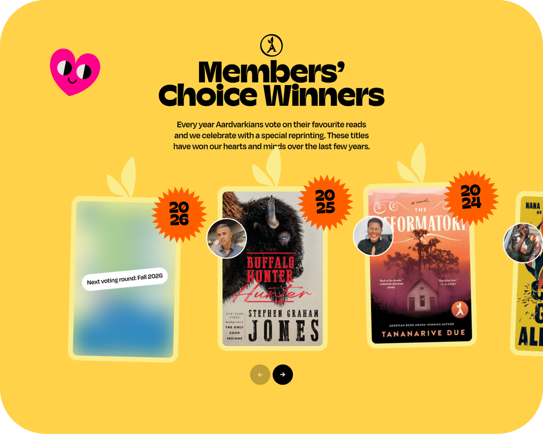 Members' Choice Winners section from Aardvark Book Club