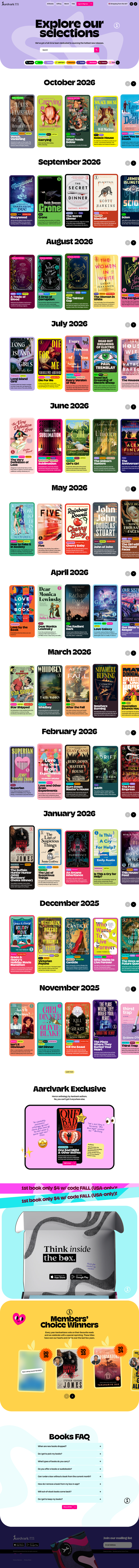All Books page from Aardvark Book Club