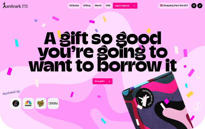 A Gift So Good You're Going to Want to Borrow It section from Aardvark Book Club