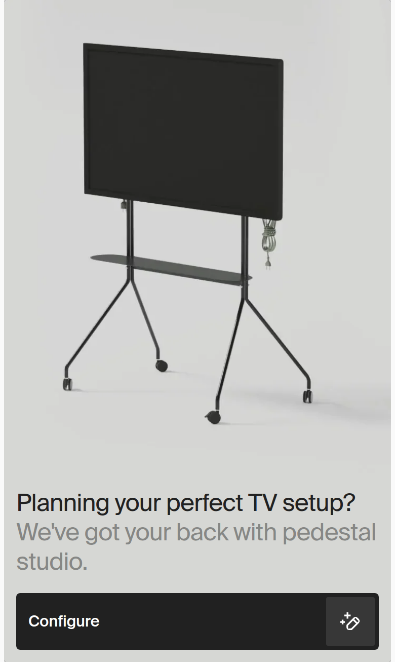 Planning Your Perfect TV Setup section from Pedestal, on a phone