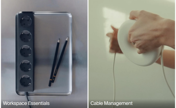 Workspace Essentials and Cable Management section from Pedestal