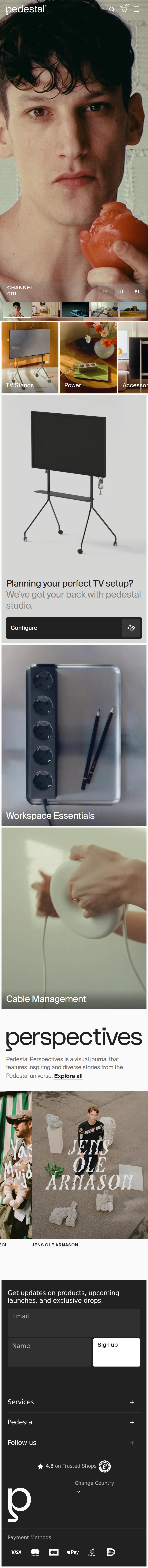 Home page of Pedestal, on a phone