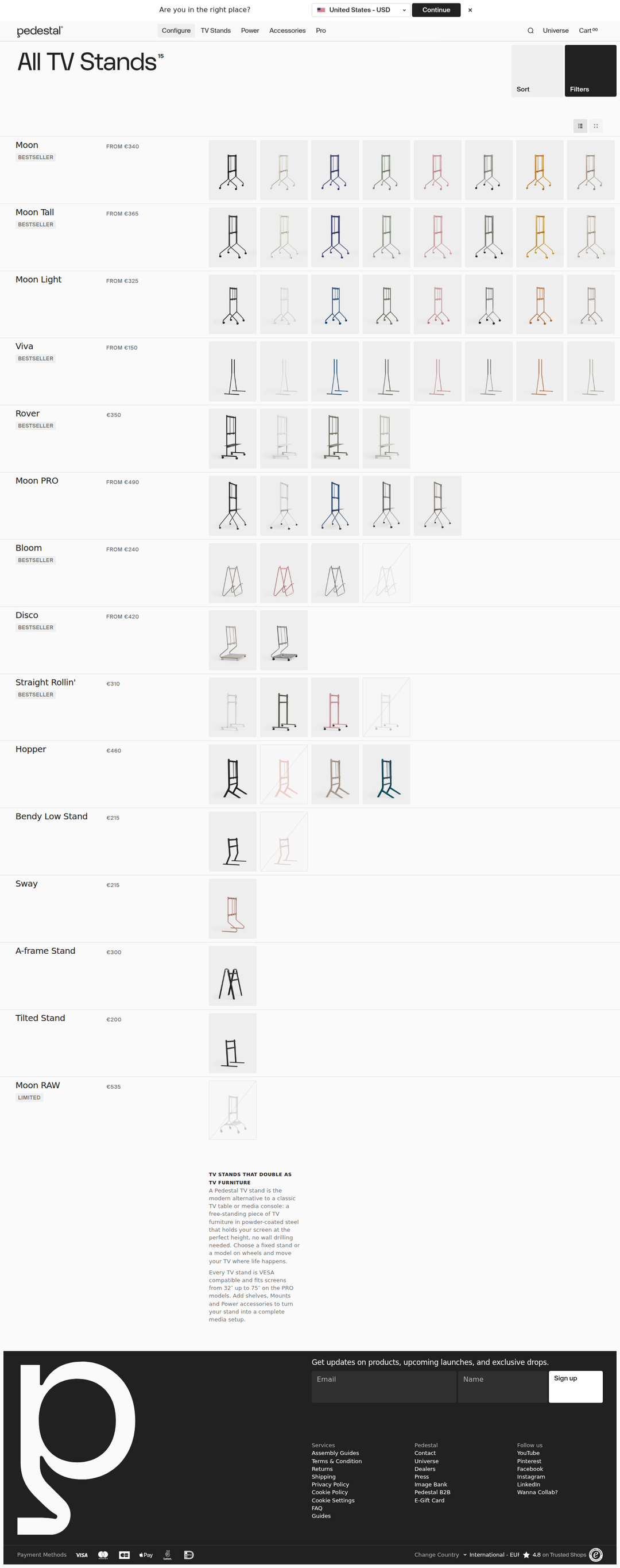 All TV Stands page of Pedestal