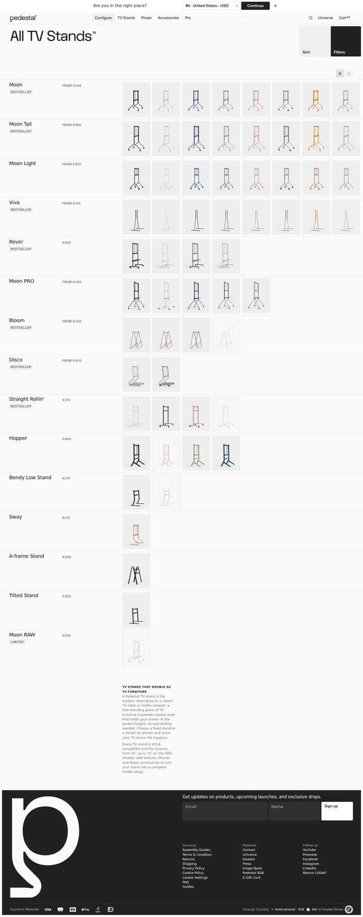 All TV Stands page from Pedestal