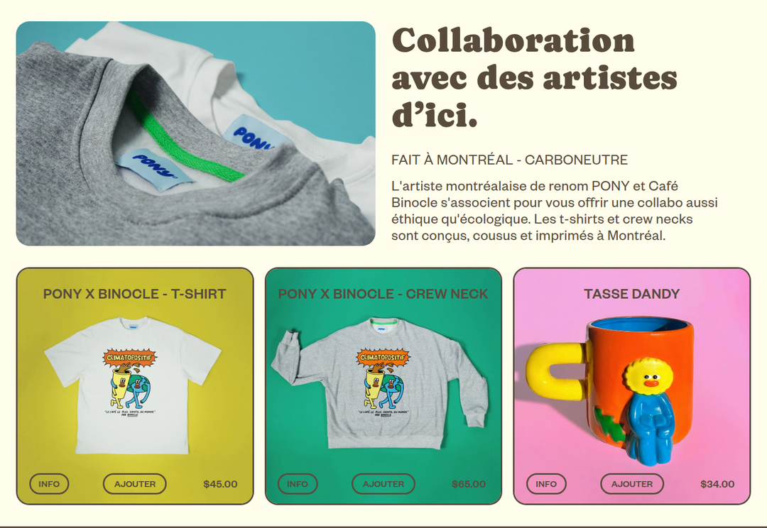 Collaboration avec des Artistes d'Ici section from Café Binocle