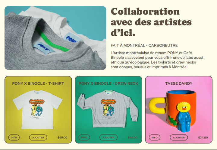 Collaboration avec des Artistes d'Ici section from Café Binocle