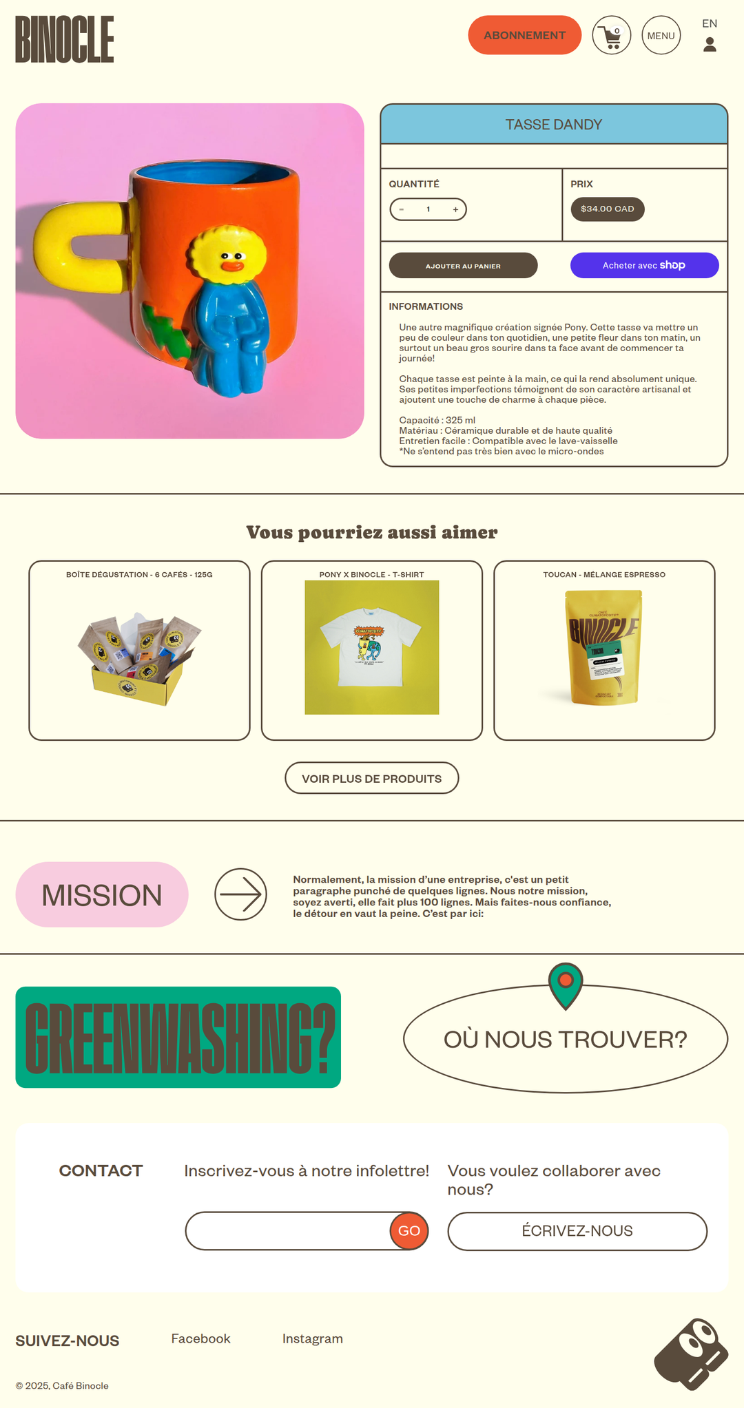 Tasse Dandy page of Café Binocle