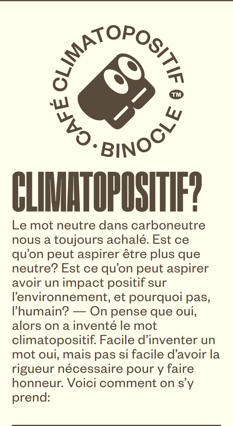 Climatopositif section from Café Binocle, on a phone