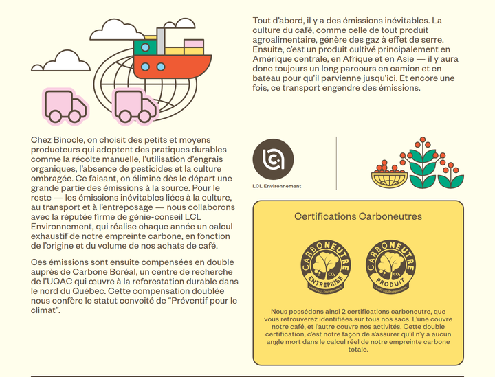 Certifications Carboneutres section from Café Binocle