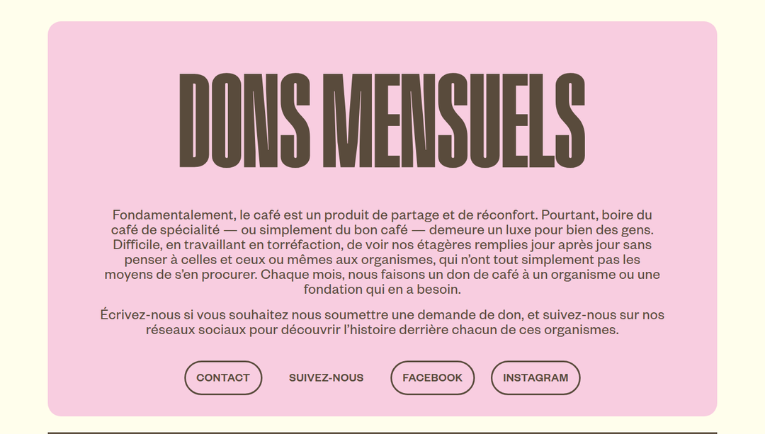 Dons Mensuels section from Café Binocle