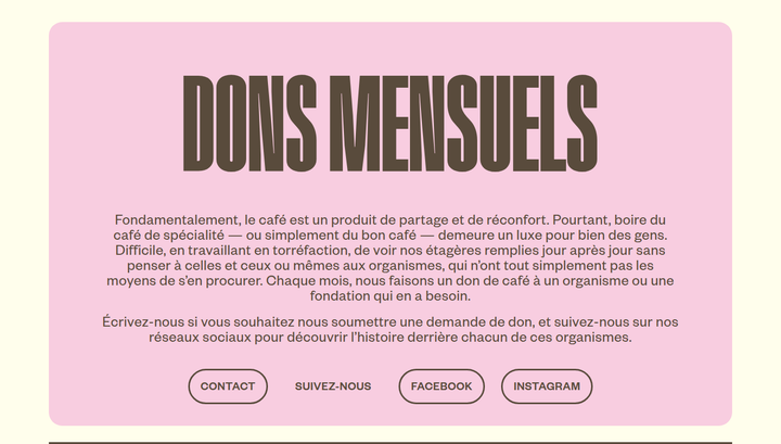 Dons Mensuels section from Café Binocle