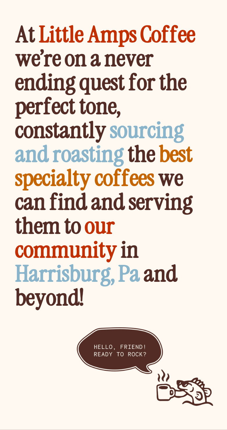 A Never Ending Quest for the Perfect Tone section from Little Amps Coffee, on a phone