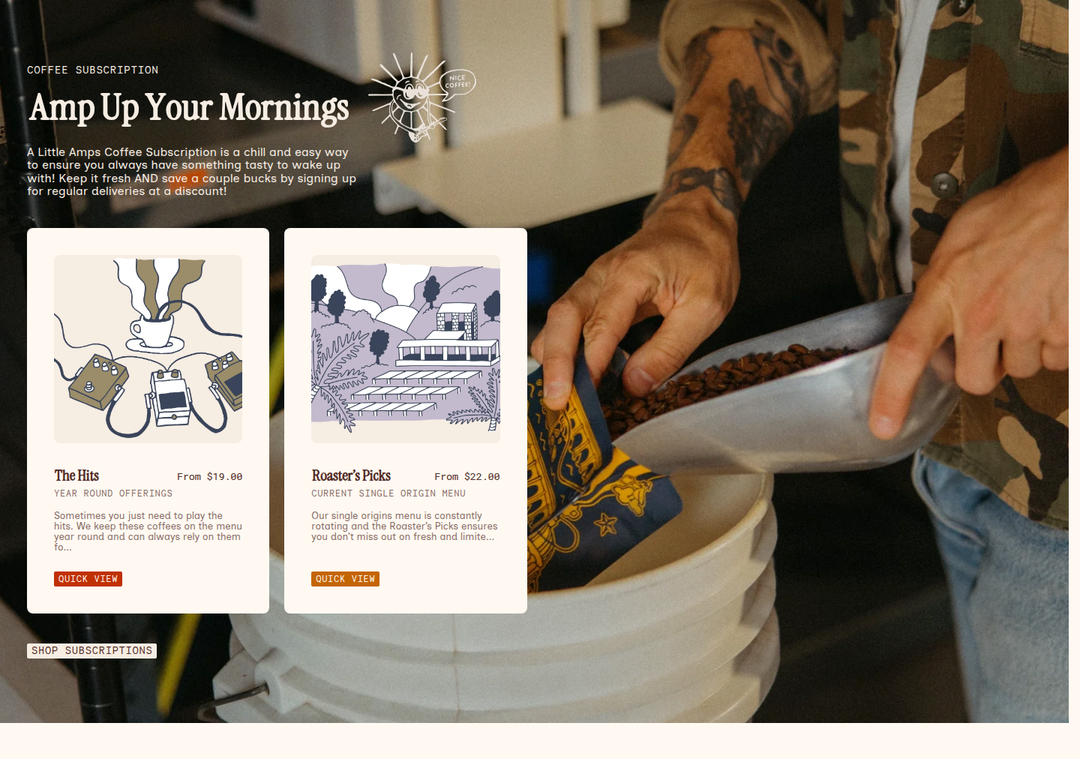 Amp Up Your Mornings section from Little Amps Coffee