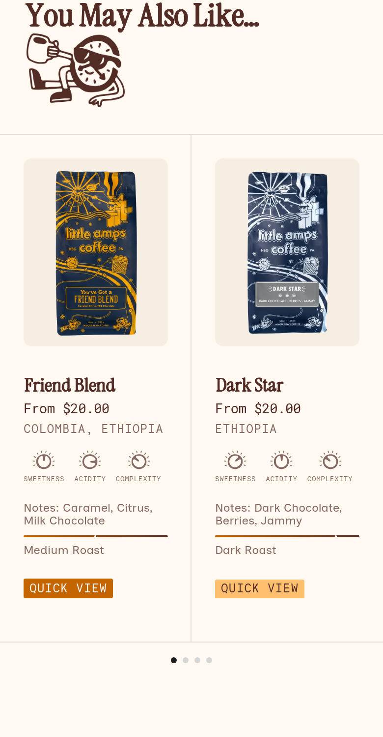 You May Also Like section from Little Amps Coffee, on a phone
