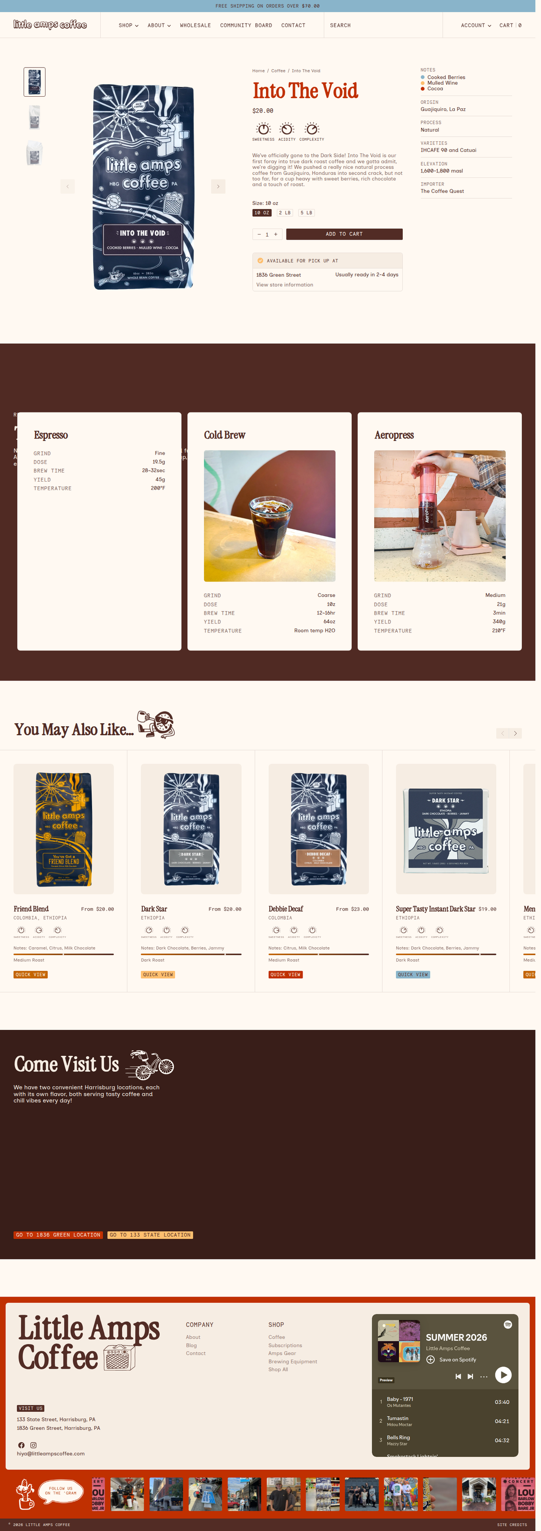 Into The Void page of Little Amps Coffee