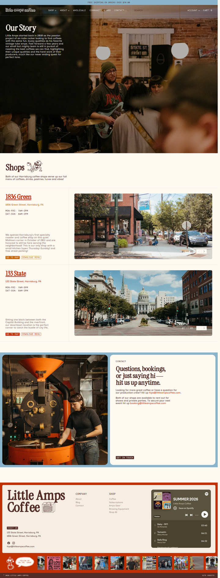 About page from Little Amps Coffee