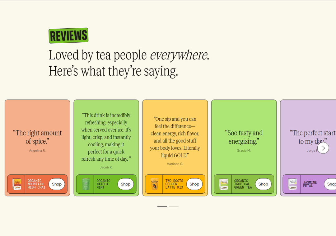 Loved by Tea People Everywhere section from Two Leaves and a Bud