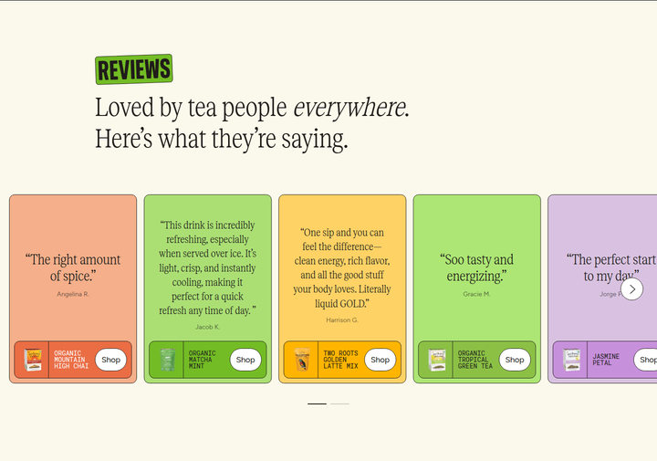 Loved by Tea People Everywhere section from Two Leaves and a Bud