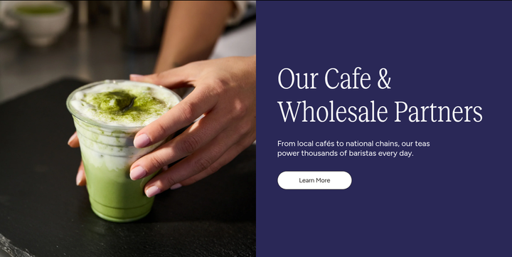 Our Cafe & Wholesale Partners section from Two Leaves and a Bud