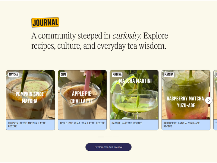 A Community Steeped in Curiosity section from Two Leaves and a Bud