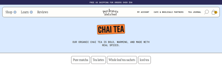 Chai Tea section from Two Leaves and a Bud