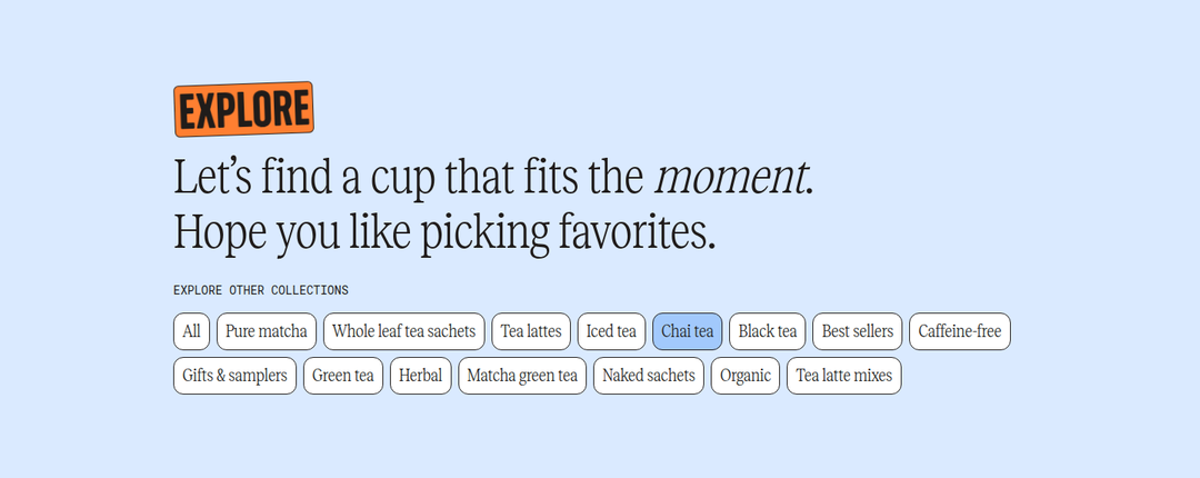 Let's Find a Cup That Fits the Moment section from Two Leaves and a Bud