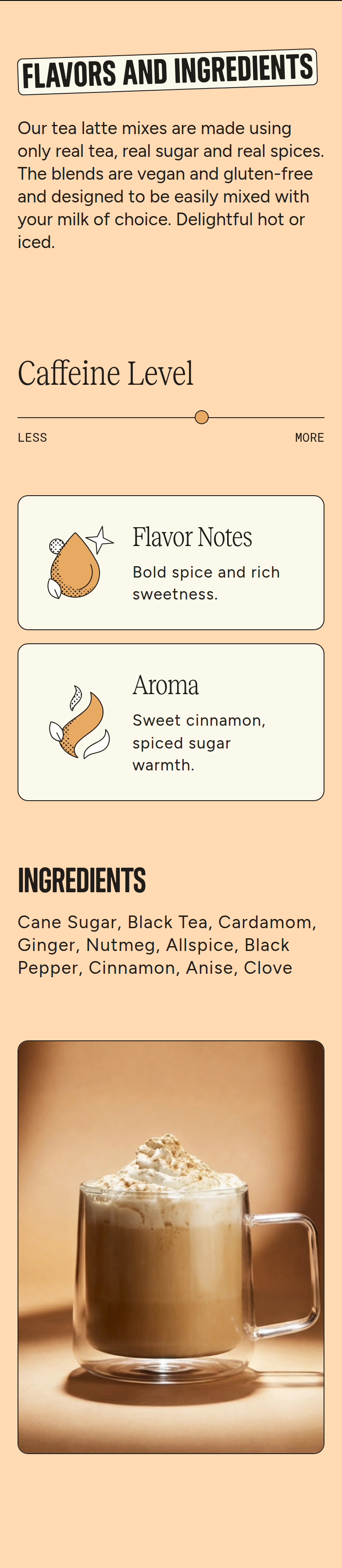 Flavors and Ingredients section from Two Leaves and a Bud, on a phone