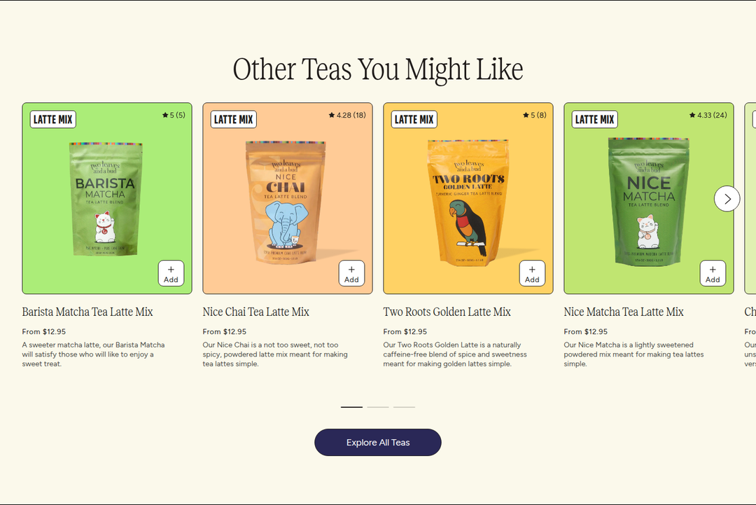 Other Teas You Might Like section from Two Leaves and a Bud