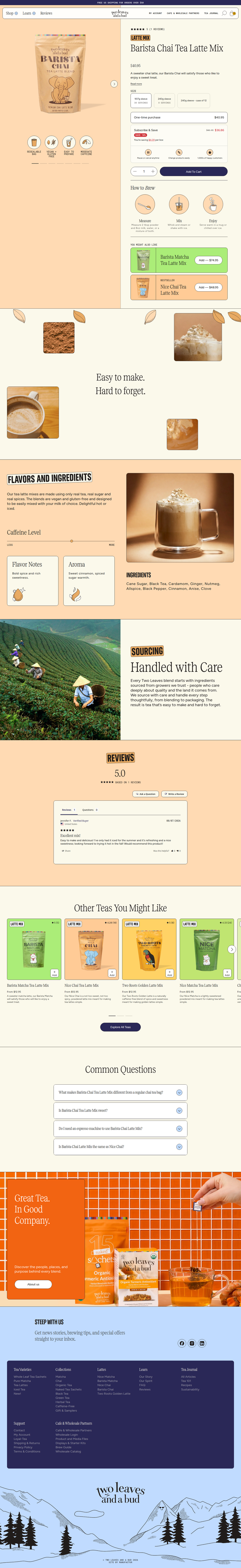 Barista Chai Tea Latte Mix page from Two Leaves and a Bud