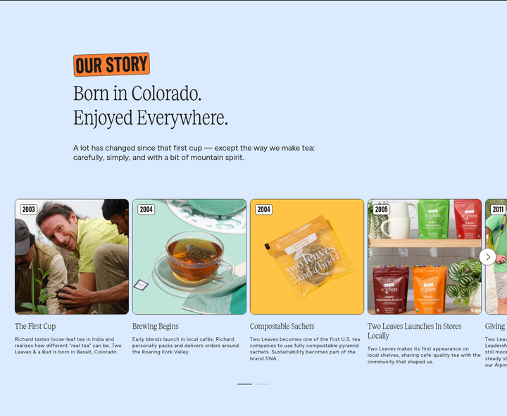 Born in Colorado. Enjoyed Everywhere. section from Two Leaves and a Bud