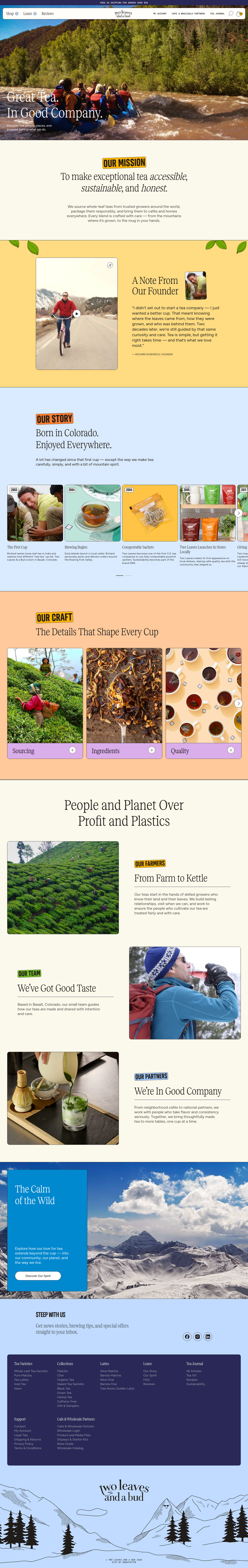 Our Story page of Two Leaves and a Bud