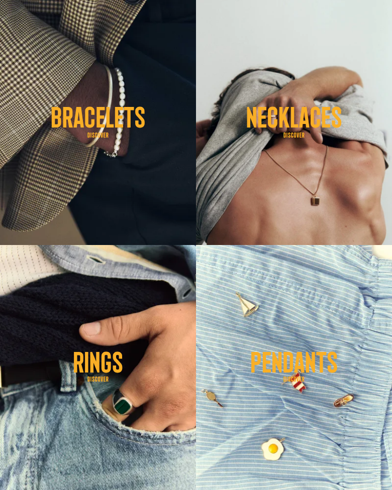Jewelry Categories section from Coutumes, on a phone