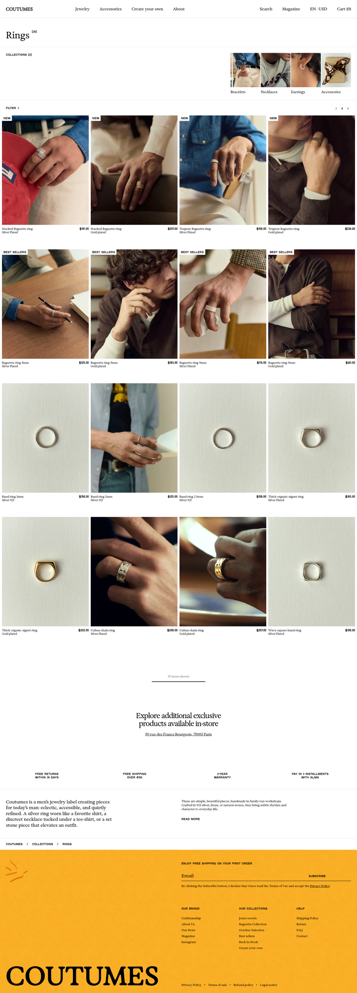 Rings page from Coutumes