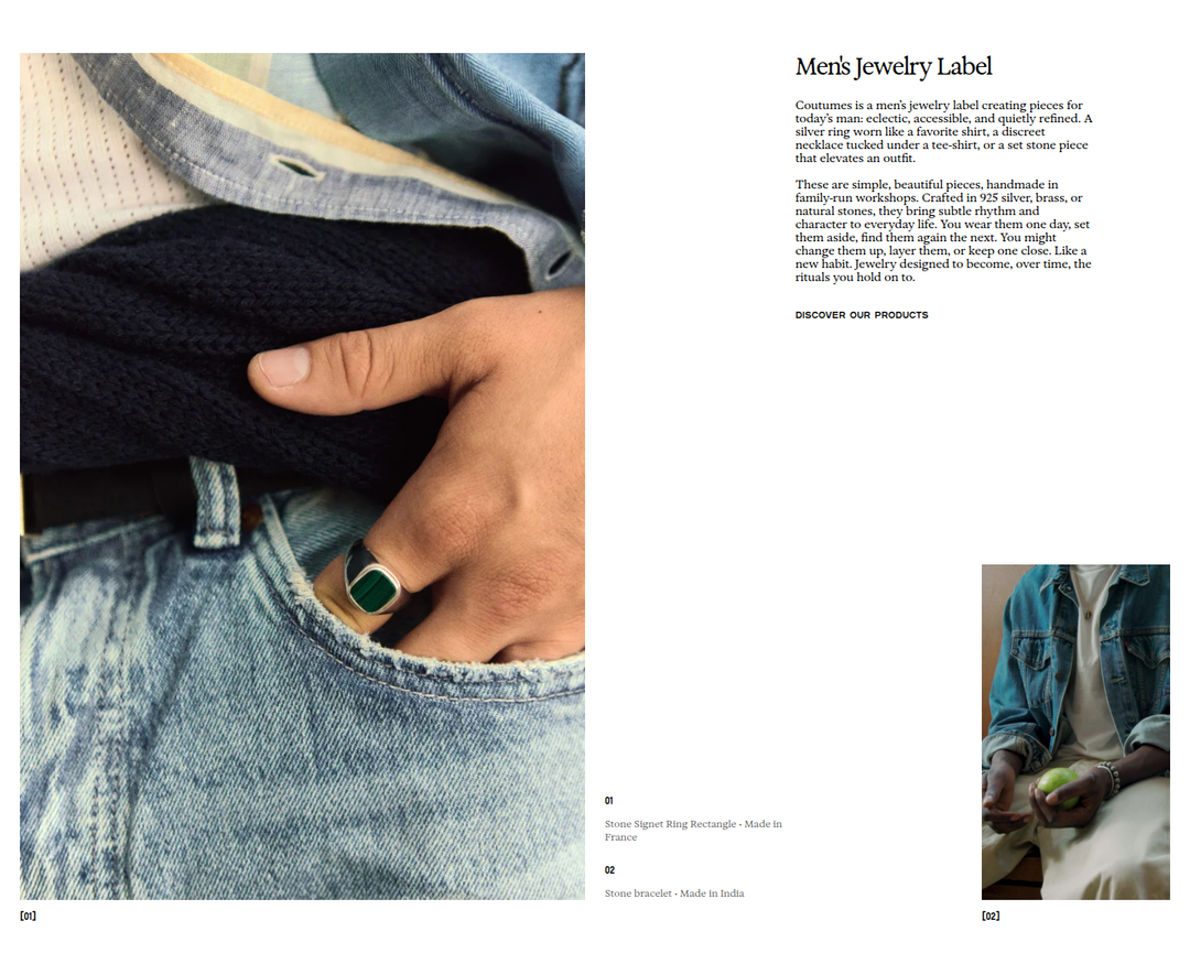 Men's Jewelry Label section from Coutumes