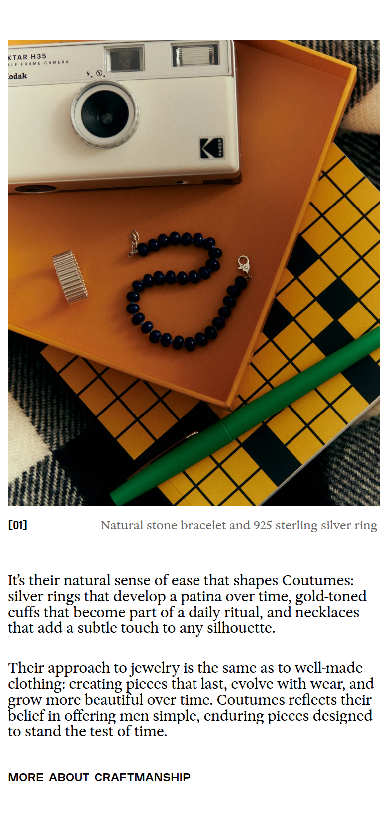 Editorial Spread section from Coutumes, on a phone