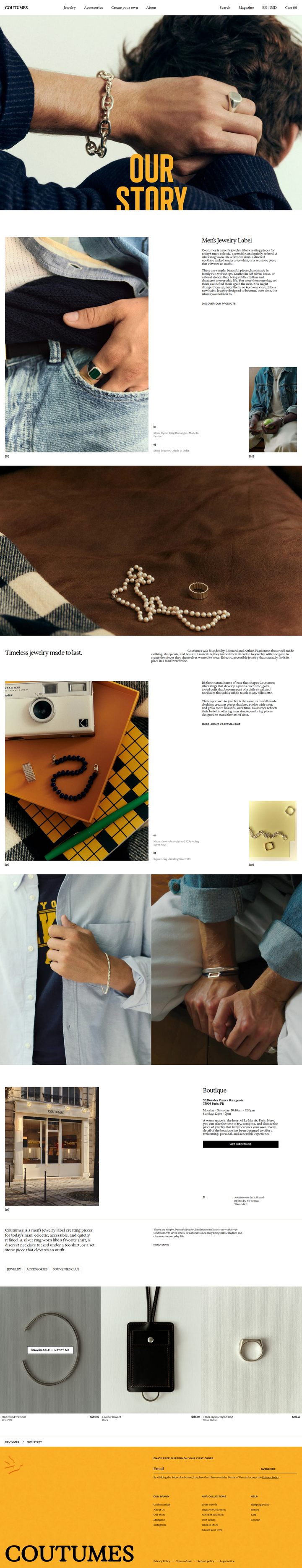 Our Story page from Coutumes