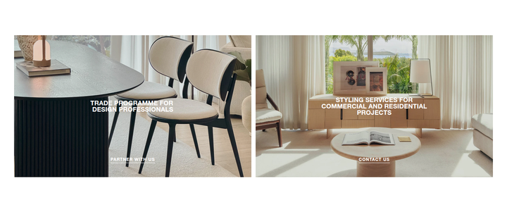 Trade Programme and Styling Services section from CANCAN Furnishings