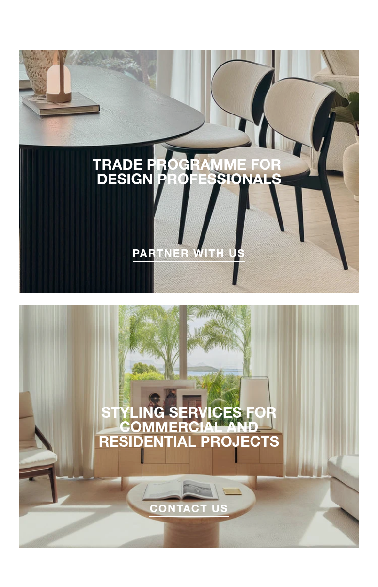 Trade Programme and Styling Services section from CANCAN Furnishings, on a phone