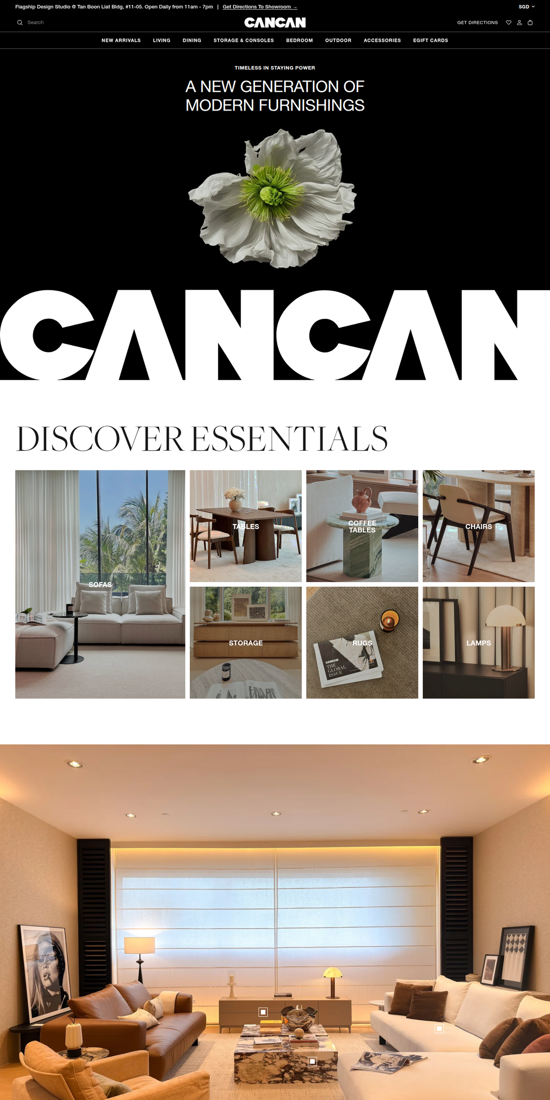 Home page of the CANCAN Furnishings website