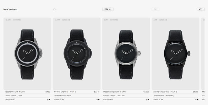New Arrivals section from Unimatic