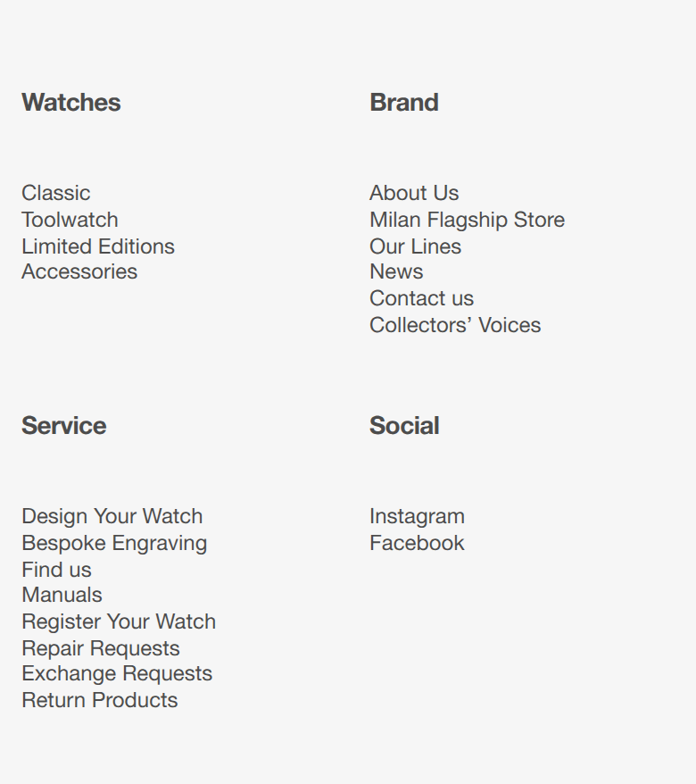 Footer section from Unimatic, on a phone