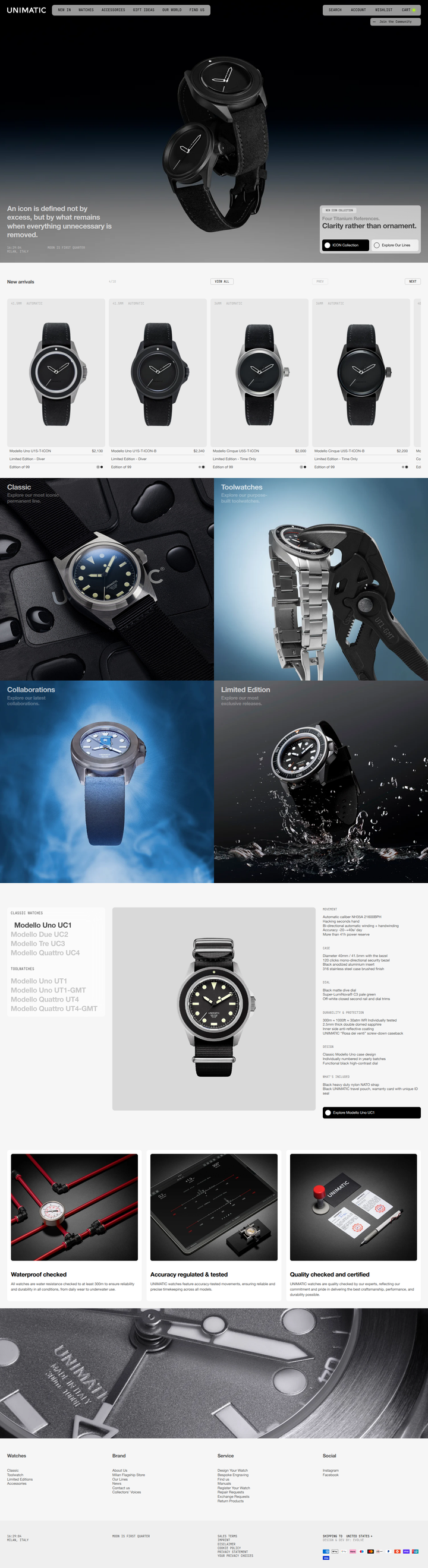 Home page from Unimatic
