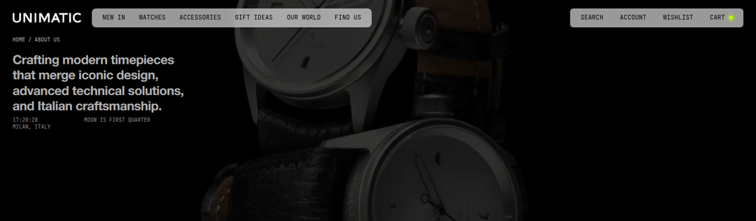 Crafting Modern Timepieces section from Unimatic