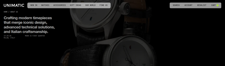 Crafting Modern Timepieces section from Unimatic
